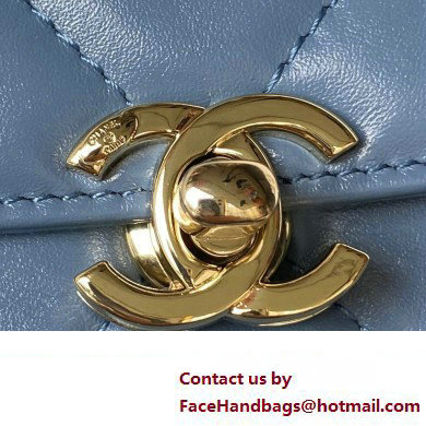 Chanel Quilted Shiny Calfskin  &  Gold-Tone Metal box Bag AS4471 Denim Blue 2023